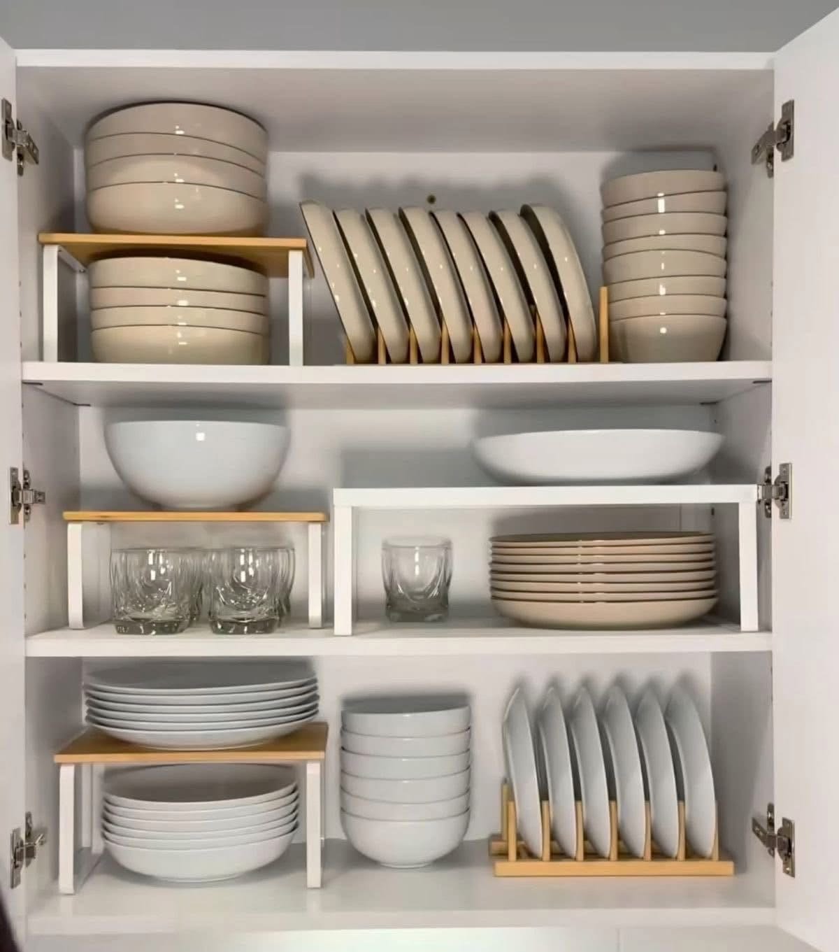 Organised cabinet with plates and bowls