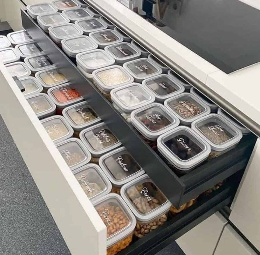Organised drawer with food containers