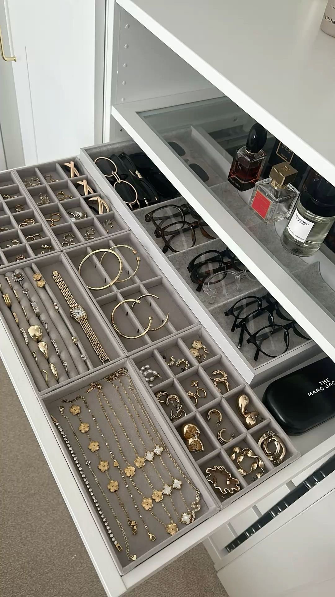 Organised jewellery drawer